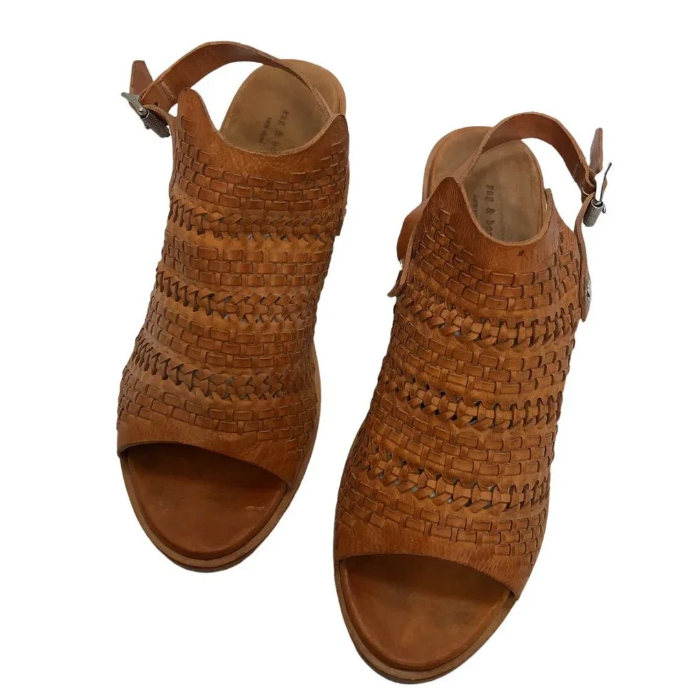 Rag & Bone Wyatt Ankle Strap Sandals Size 10 EU 40 Mid-Heel Woven Perforated - Picture 7 of 11